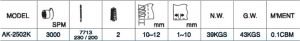 Daimoku-AK-2502K-specification